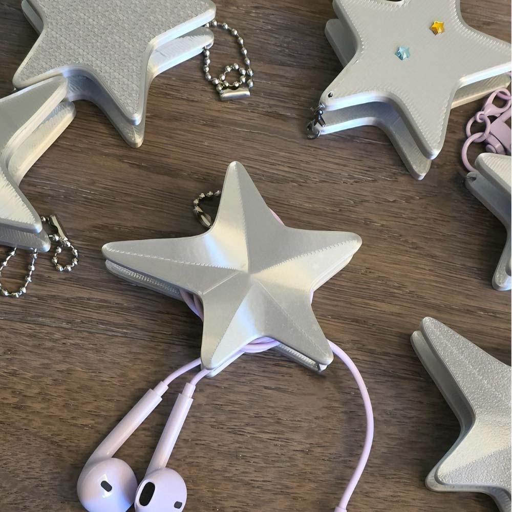 Y2K Style 3D Star Cable Holder - Cable Winder Keychain ulasan dan harga