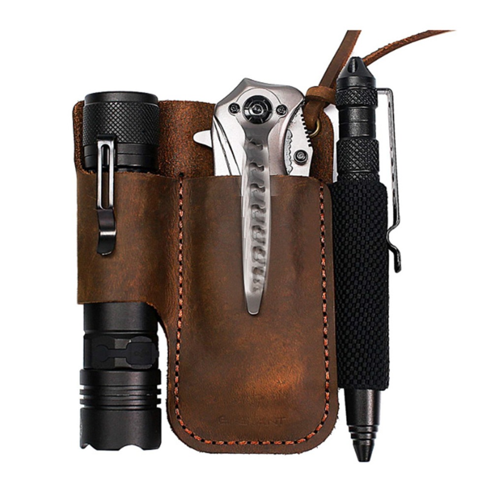 Durable Cowhide Leather Multit - Leather Edc. Carry Pouch ulasan dan harga