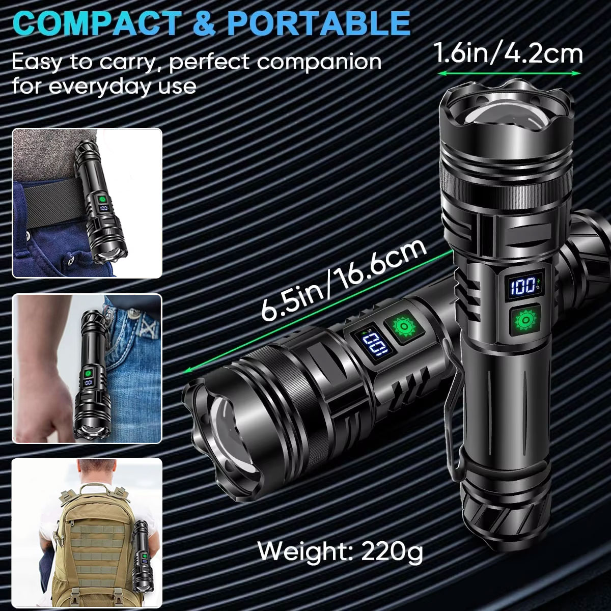 High Power LED Flashlight USB  - Edc Carry Pen ulasan dan harga