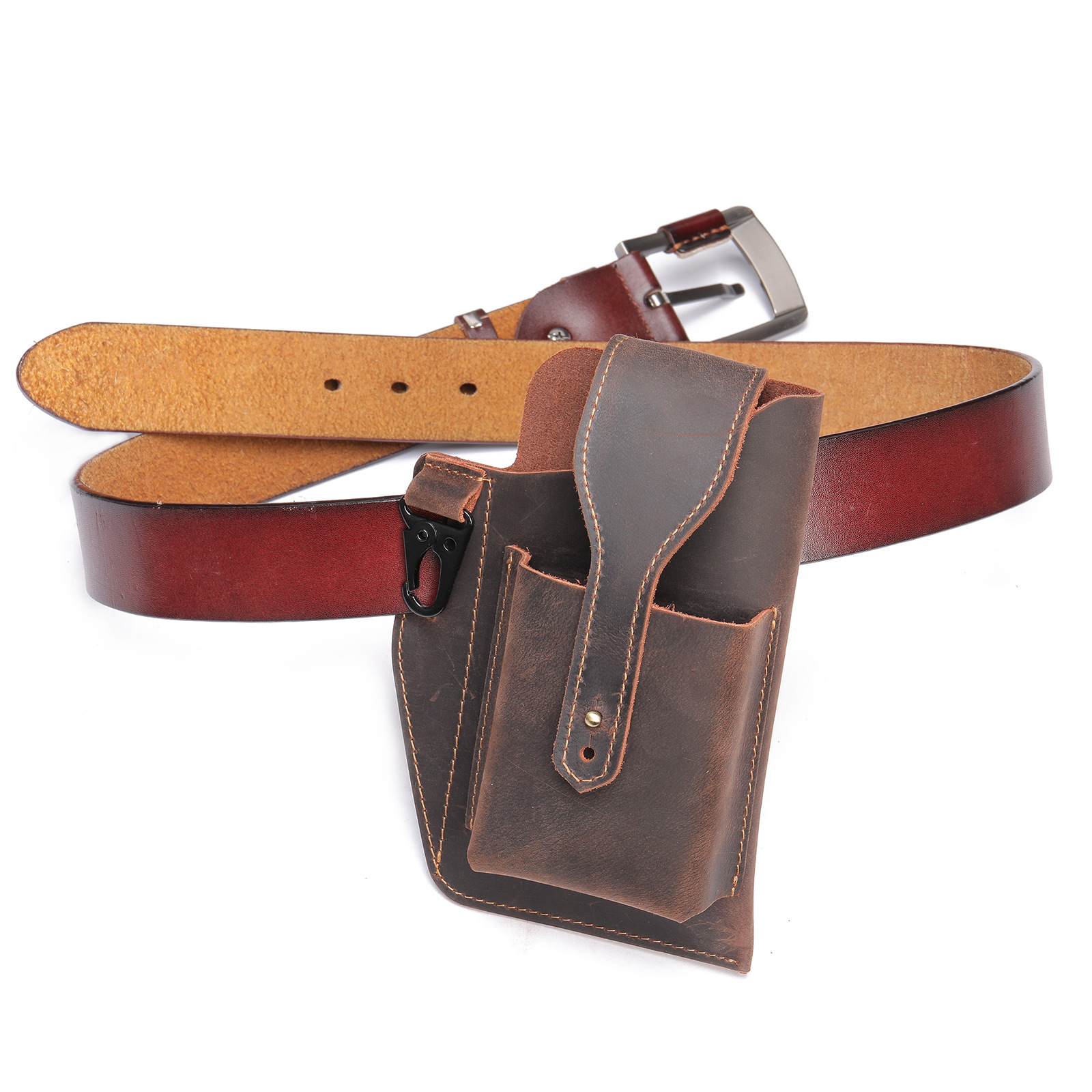 Crazy Horse Leather Phone Hols - Leather Edc. Carry Pouch ulasan dan harga