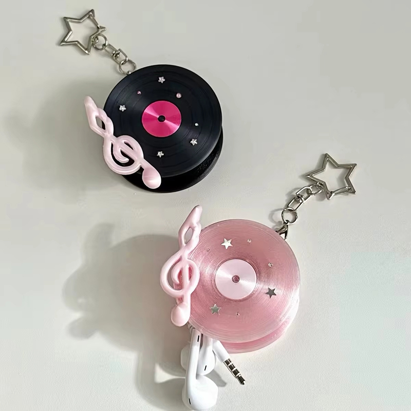 Korean Retro Vinyl Record Head - Cable Winder Keychain ulasan dan harga
