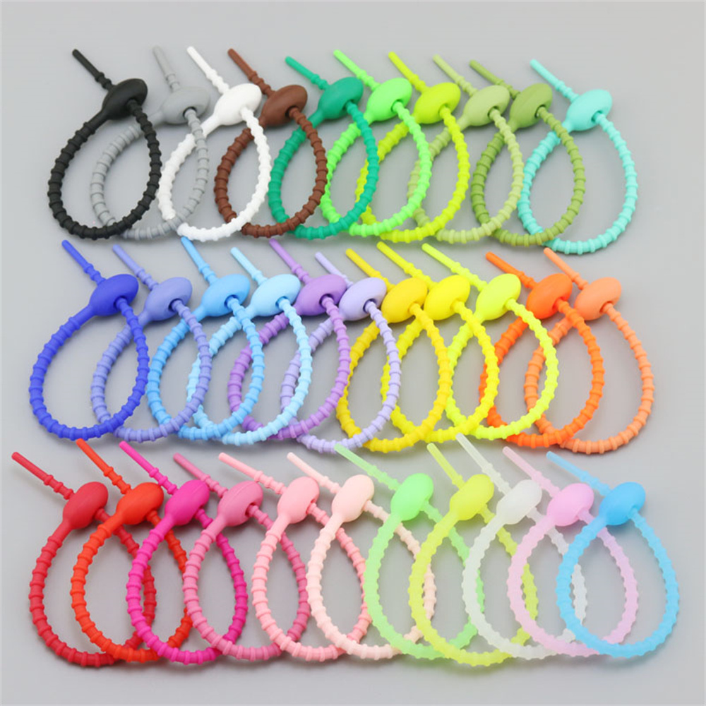 10Pcs/Lot Multi Color Silicone - Gear Tie Reusable ulasan dan harga