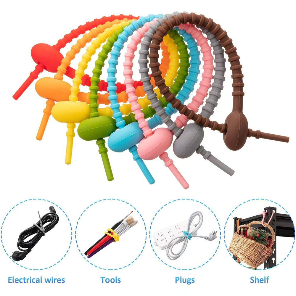 10Pcs/Lot Multi Color Silicone - Gear Tie Reusable ulasan dan harga